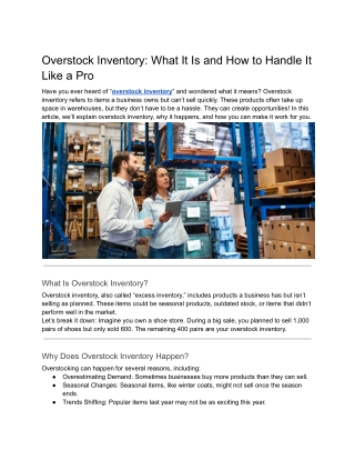 overstock inventory what it is and how to handle