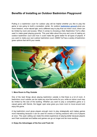 Benefits of Installing an Outdoor Badminton Playground