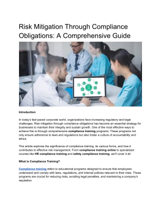 risk mitigation through compliance obligations