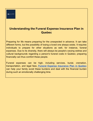 Understanding the Funeral Expense Insurance Plan in Quebec