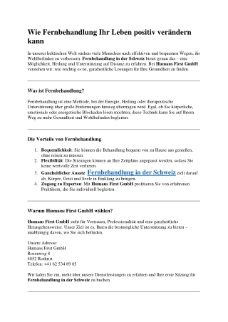 Wie Fernbehandlung Ihr Leben positiv verändern kann