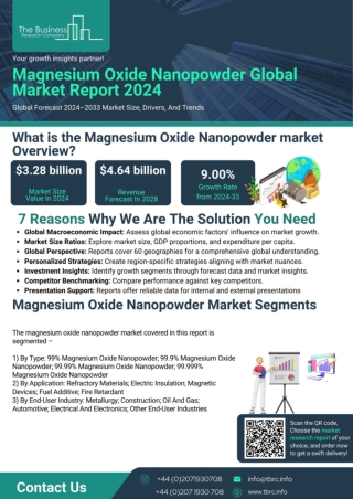 Magnesium Oxide Nanopowder Market Outlook Report 2024 And Forecast To 2033