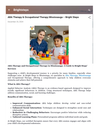 ABA Therapy & Occupational Therapy Mississauga – BrightSteps