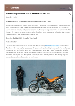 Why Motorcycle Side Cases are Essential for Riders