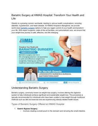 Bariatric Surgery at HIMAS Hospital_ Transform Your Health and Life