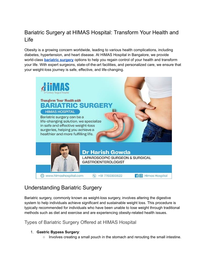 bariatric surgery at himas hospital transform