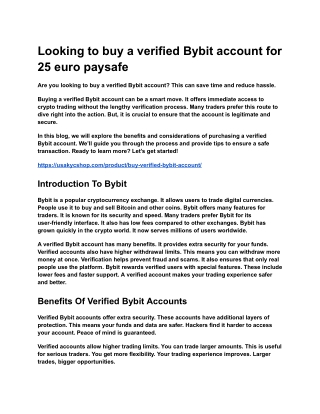 Looking to buy a verified Bybit account for 25 euro paysafe