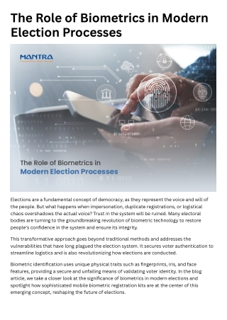 The Role of Biometrics in Modern Election Processes