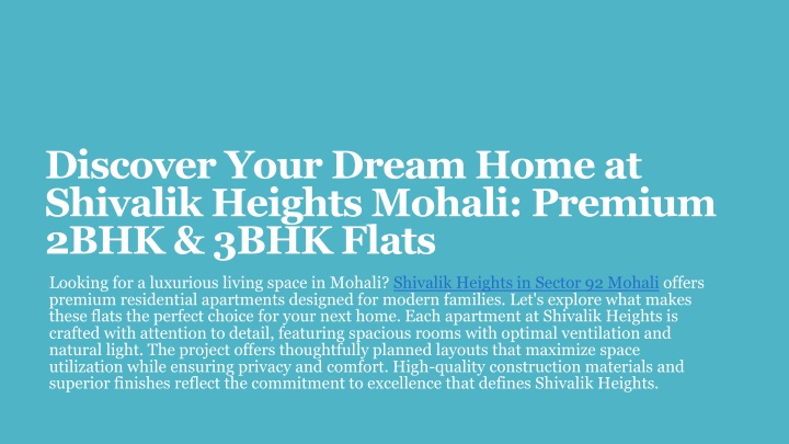 discover your dream home at shivalik heights mohali premium 2bhk 3bhk flats