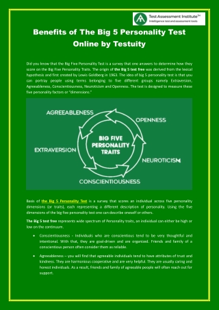 benefits of the big 5 personality test online