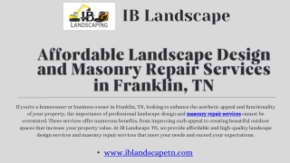 Professional Landscape Design Services in Franklin TN