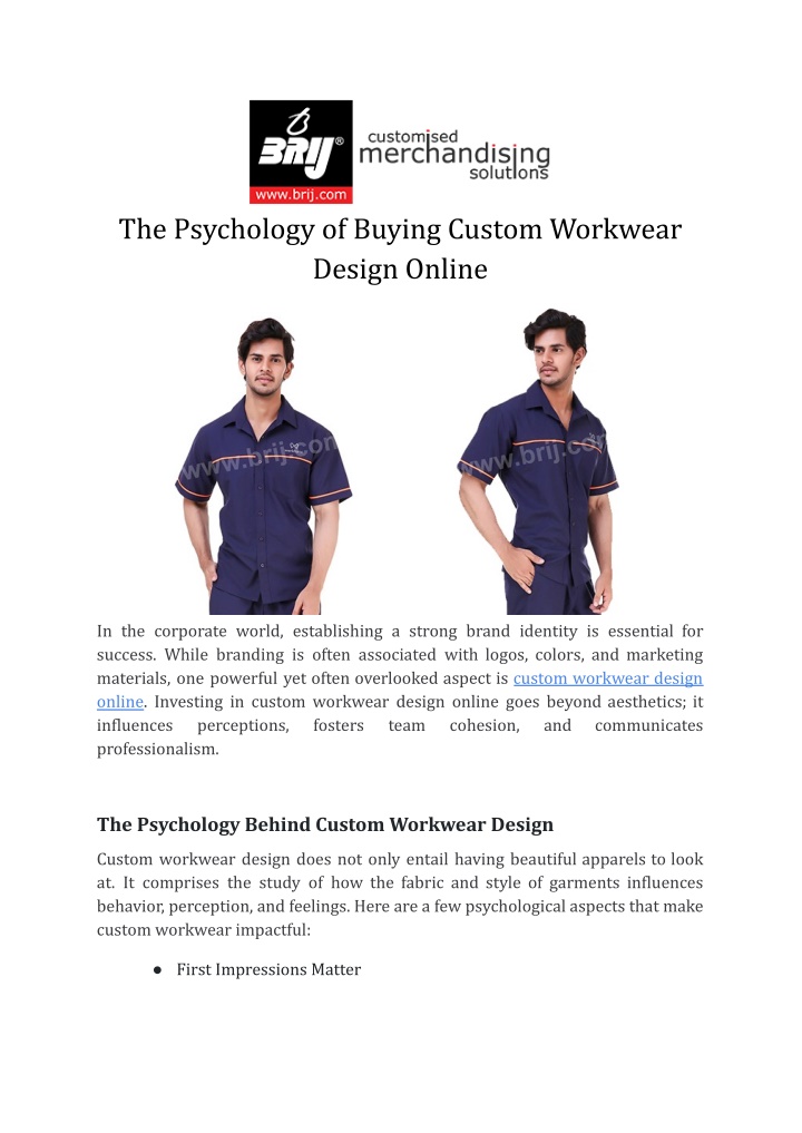 the psychology of buying custom workwear design