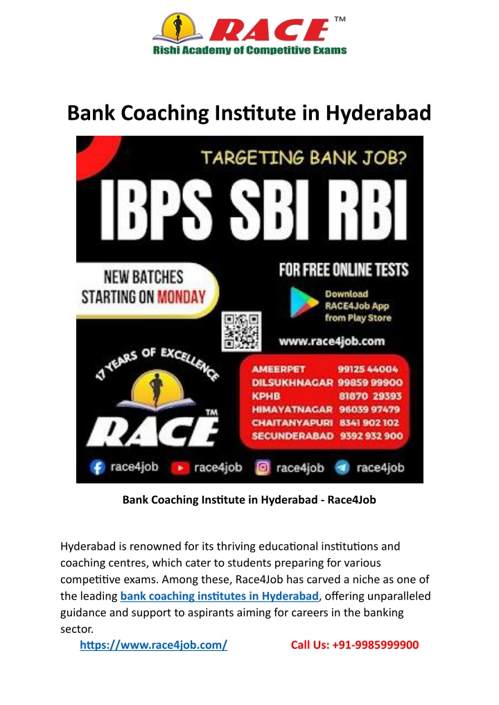 bank coaching institute in hyderabad