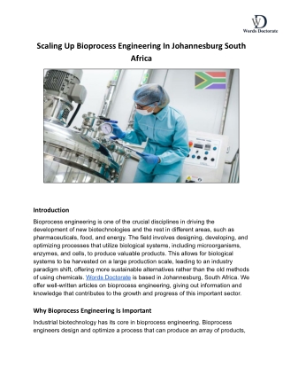 Scaling Up Bioprocess Engineering In Johannesburg South Africa