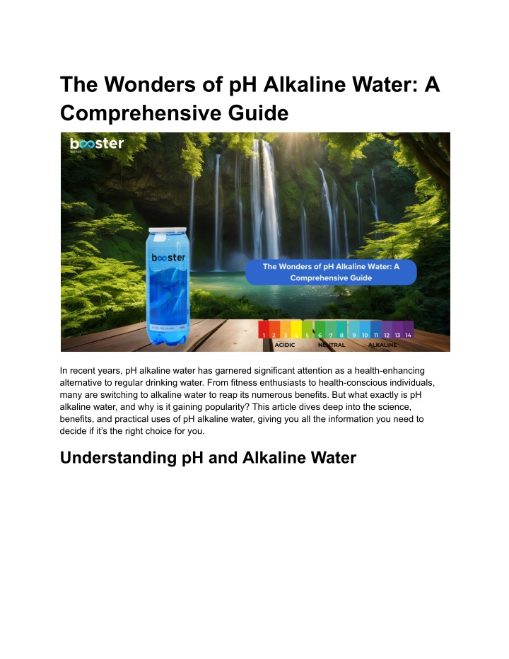 the wonders of ph alkaline water a comprehensive