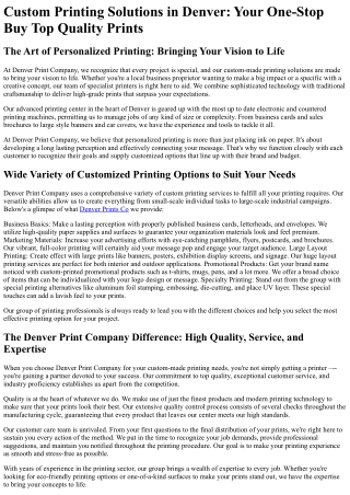custom printing solutions in denver your one stop