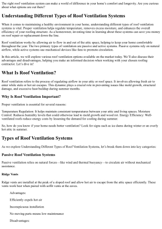 the right roof ventilation system can make