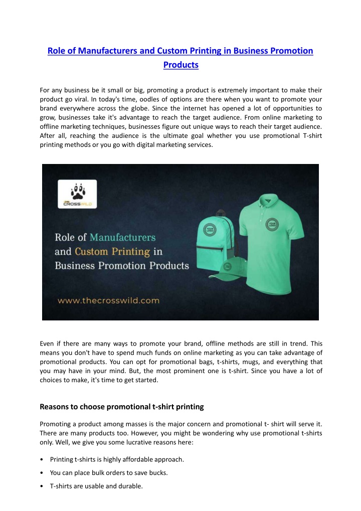 role of manufacturers and custom printing