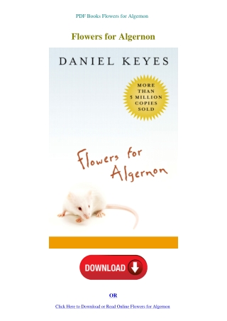 PDF Books Flowers for Algernon