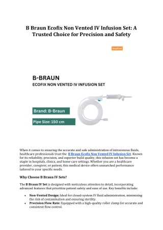 b braun ecofix non vented iv infusion