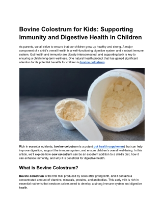 bovine colostrum for kids supporting immunity
