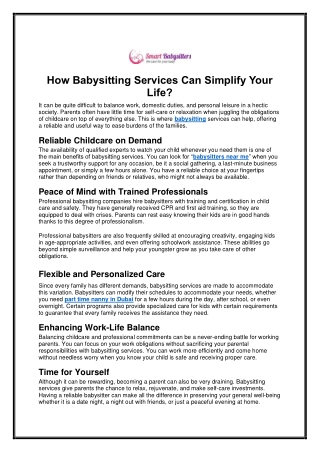 How Babysitting Services Can Simplify Your Life