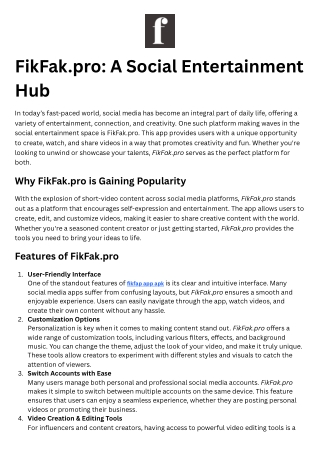 fikfak pro a social entertainment hub