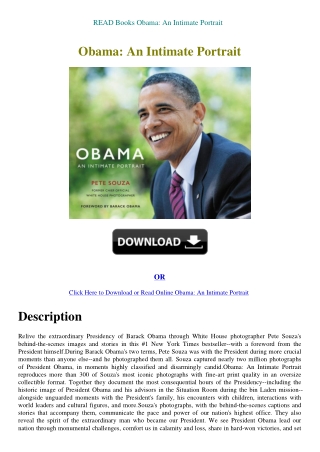 READ Books Obama An Intimate Portrait