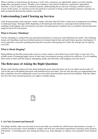 when it pertains to land clearing the decision