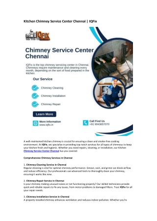 Kitchen Chimney Service Center Chennai