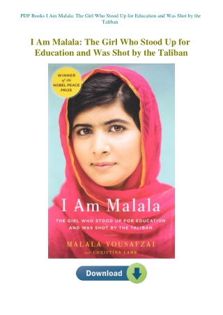PDF Books I Am Malala The Girl Who Stood Up for Education and Was Shot by the Taliban