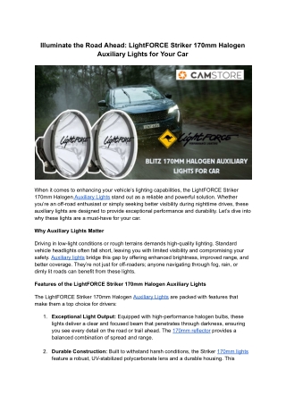 LightFORCE Striker 170mm Halogen Auxiliary Lights for Your Car