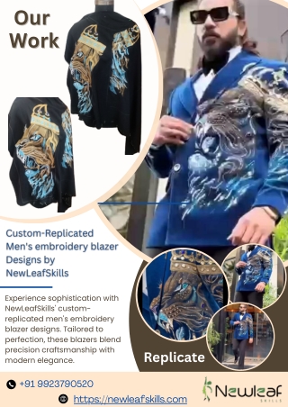 Custom-Replicated Men's embroidery blazer  Designs by NewLeafSkills