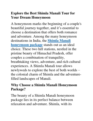 Shimla Manali Tour Package1