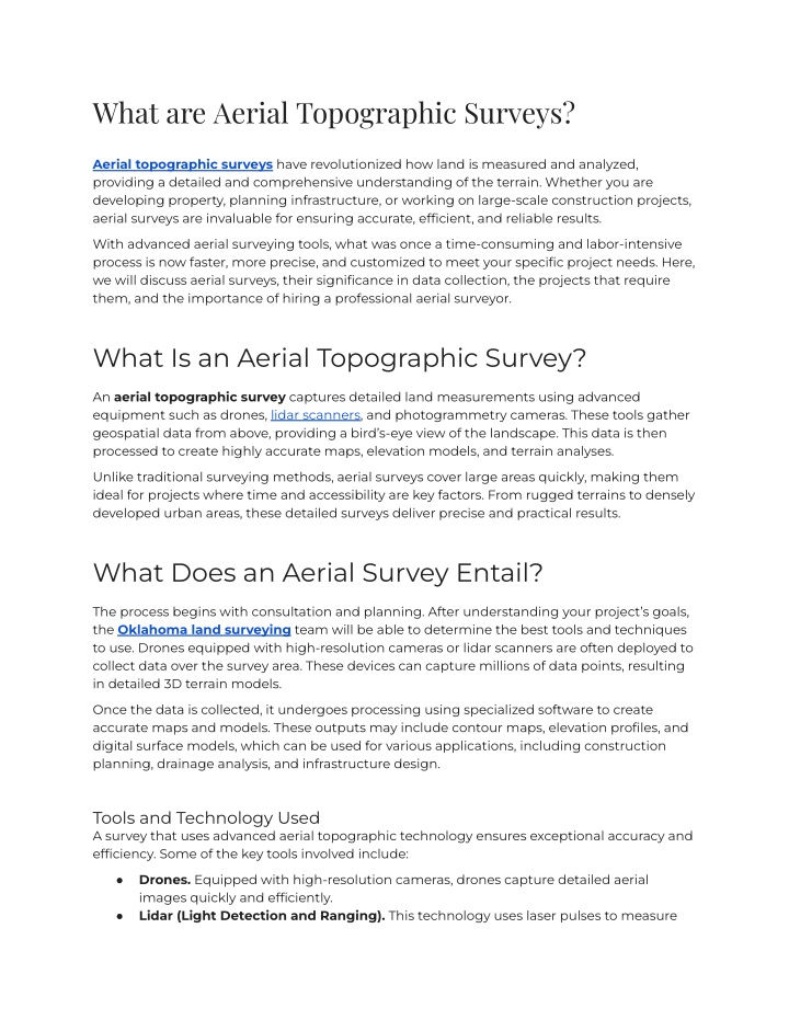 what are aerial topographic surveys