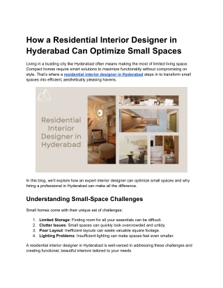 how a residential interior designer in hyderabad