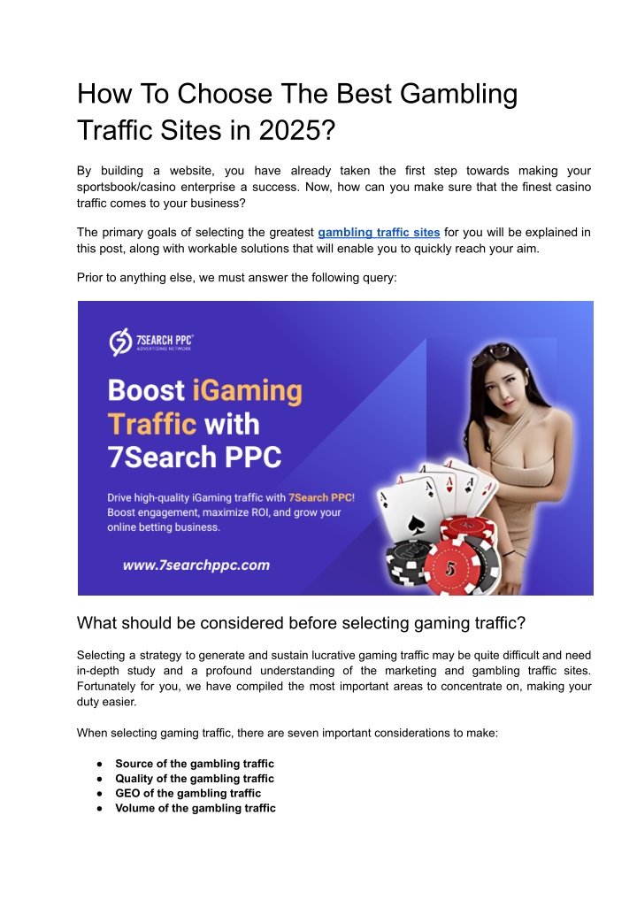 how to choose the best gambling traffic sites