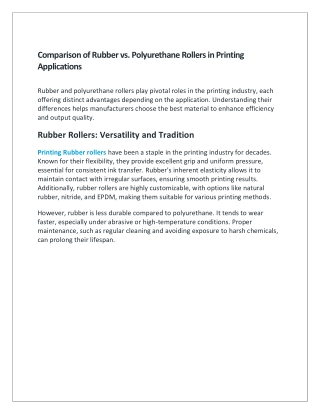 comparison of rubber vs polyurethane rollers