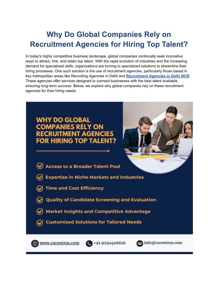 why do global companies rely on recruitment