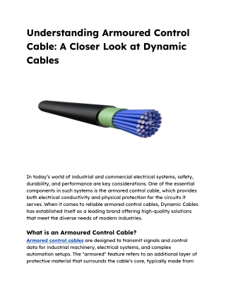 Understanding Armoured Control Cable_ A Closer Look at Dynamic Cables