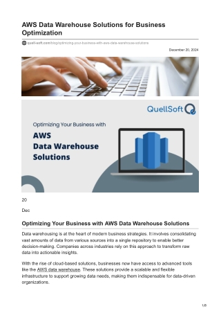 AWS Data Warehouse Solutions for Business Optimization