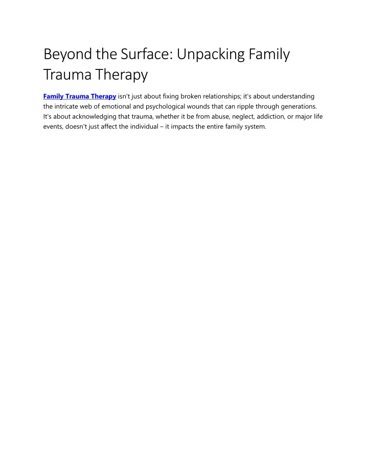 beyond the surface unpacking family trauma therapy