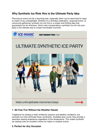 Why Synthetic Ice Rink Hire is the Ultimate Party Idea