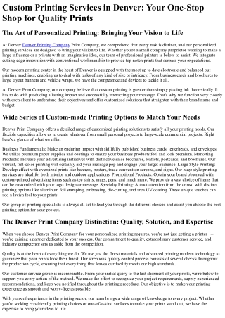 custom printing services in denver your one stop