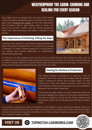 Weatherproof the Cabin: Chinking and Sealing for Every Season