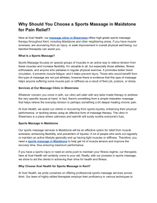 Why Should You Choose a Sports Massage in Maidstone for Pain Relief?
