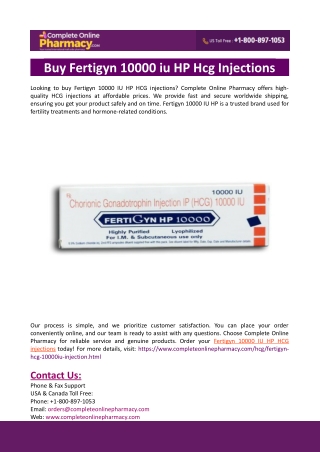 Buy Fertigyn 10000 iu HP Hcg Injections