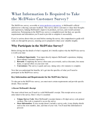 what information is required to take the mcdvoice
