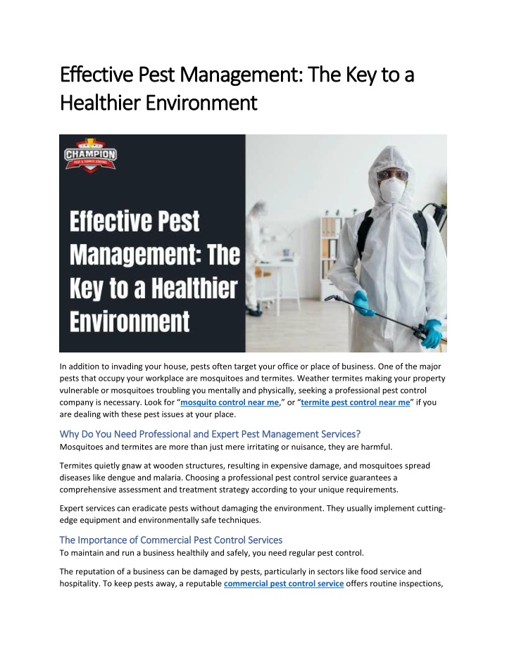 effective pest management the key to a effective