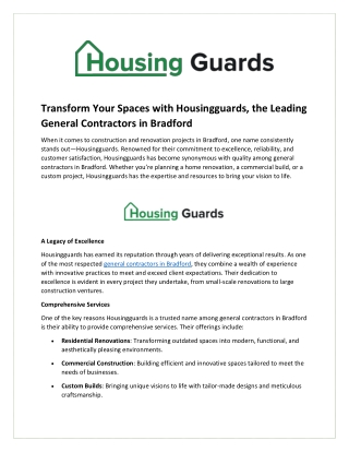 Transform Your Spaces with Housingguards, the Leading General Contractors in Bra